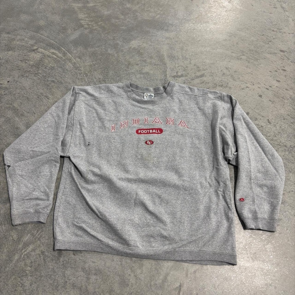 Vintage 90s Indiana University Gray Crewneck Sweatshirt XL Made in USA